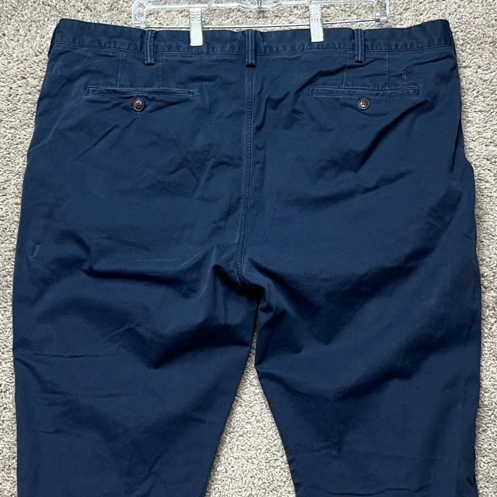 Polo Ralph Lauren Pants Mens 42x30 Navy Blue‎ Chino Stretch Straight Fit Twill
